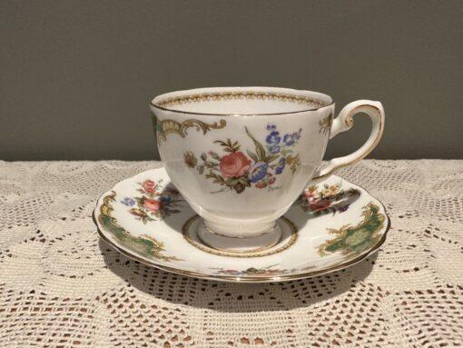 Vintage Tuscan China Windsor Floral Demitasse Duo in Green