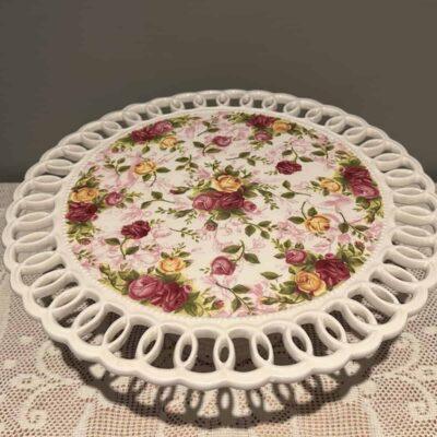 Royal Albert Old Country Roses Peach Damask Large Pedestal Cake Stand
