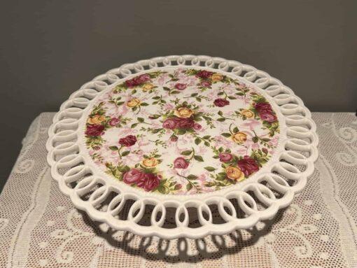 Royal Albert Old Country Roses Peach Damask Large Pedestal Cake Stand