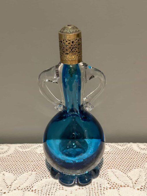 Vintage French Hand Blown Cased Glass Perfume Atomiser With Gilt Lid
