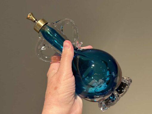 Vintage French Hand Blown Cased Glass Perfume Atomiser With Gilt Lid - Image 3