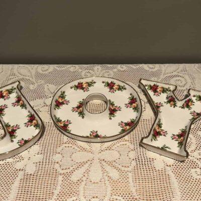 Royal Albert Old Country Roses Set Of Three Christmas Bonbon Dishes - JOY