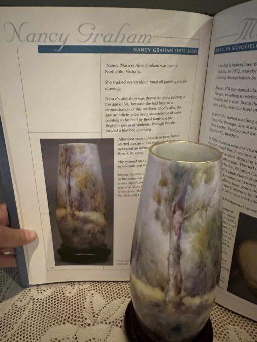 Stunning Hand Painted Gum Trees / Bush Scene Vase On Plinth - Nancy Graham 1987 - Image 6