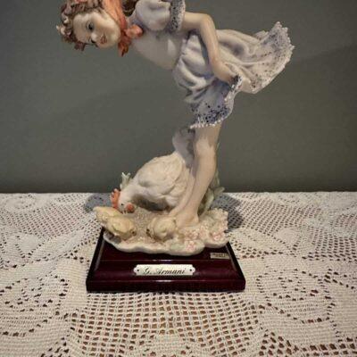 Vintage Giuseppe Armarni Figurine - Be Good Chicks - Girl With Hen And Chicks