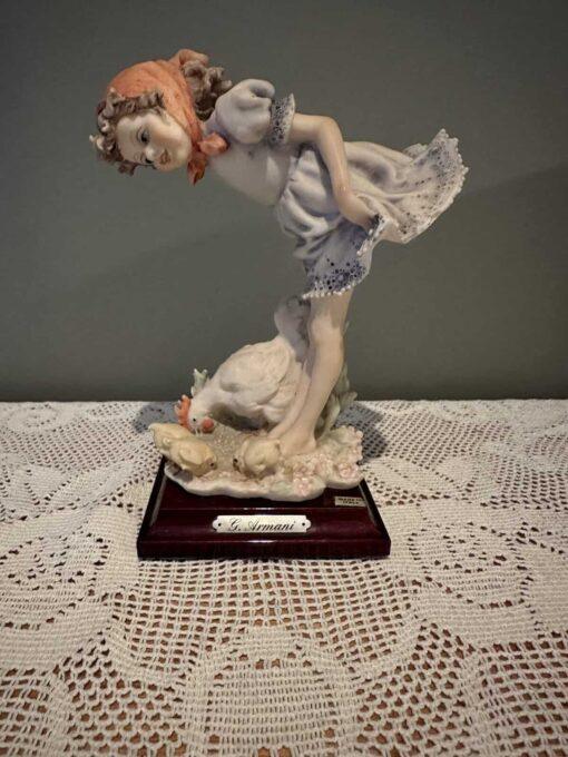 Vintage Giuseppe Armarni Figurine - Be Good Chicks - Girl With Hen And Chicks
