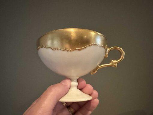 Stunning Hand Painted Pedestal Cup And Saucer - 22ct Gold With Roses - Bette Tait 1984 - Image 2