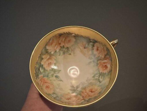 Stunning Hand Painted Pedestal Cup And Saucer - 22ct Gold With Roses - Bette Tait 1984 - Image 3