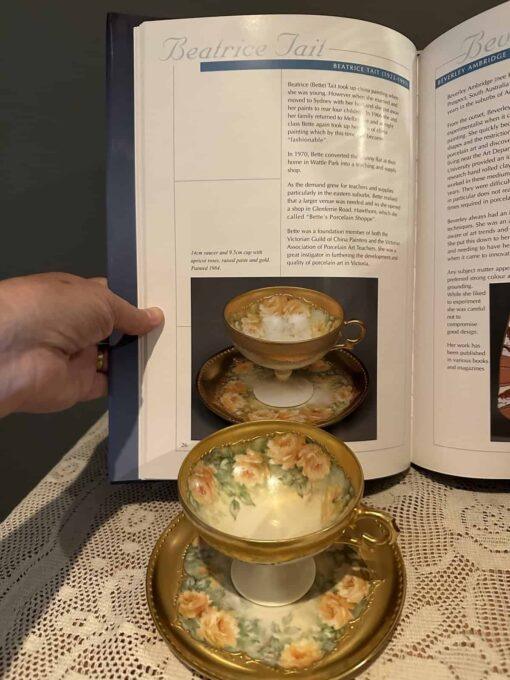 Stunning Hand Painted Pedestal Cup And Saucer - 22ct Gold With Roses - Bette Tait 1984 - Image 7