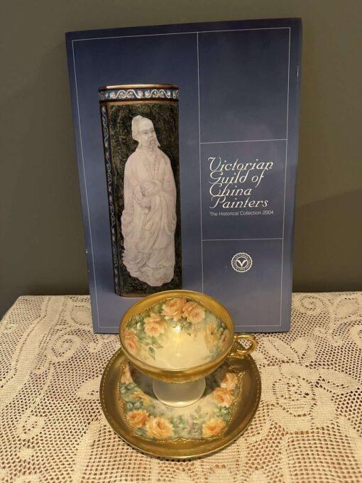 Stunning Hand Painted Pedestal Cup And Saucer - 22ct Gold With Roses - Bette Tait 1984 - Image 9
