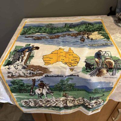 Vintage Pure Linen Tea Towel - Australian Outback - Nurioopta SA