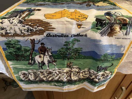 Vintage Pure Linen Tea Towel - Australian Outback - Nurioopta SA - Image 4