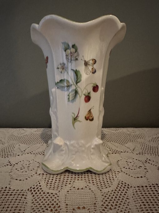 Large Vintage James Kent Vase - Strawberry Pattern With Green Trim