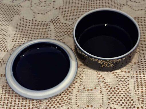 Limoges Cobalt Blue Heavily Gilt Courting Couple Trinket Box - Image 2