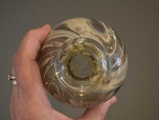 Stunning Early Rob Knottenbelt Hand Blown Posy Vase In Yellow With Opalescent Trails - Image 4