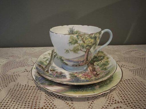 Vintage Shelley Woodland Trio - Blue And Gilt Trim