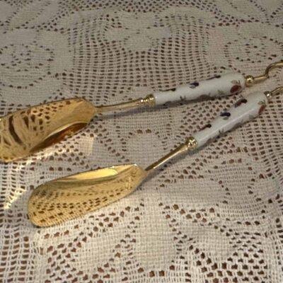 Very Rare Royal Worcester Fruits Cake / Sandwich / Slice Tongs