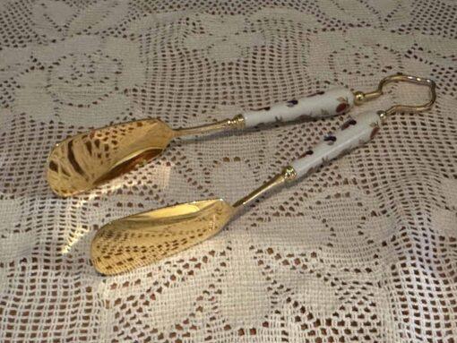 Very Rare Royal Worcester Fruits Cake / Sandwich / Slice Tongs