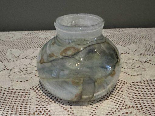 Superb Early John Walsh Hand Blown Posy Vase With Opalescent Trails And Yellow Bubbles