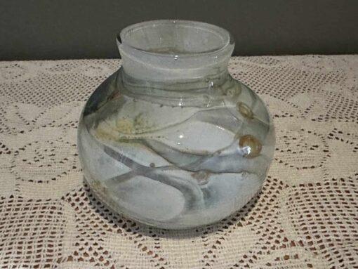 Superb Early John Walsh Hand Blown Posy Vase With Opalescent Trails And Yellow Bubbles - Image 2