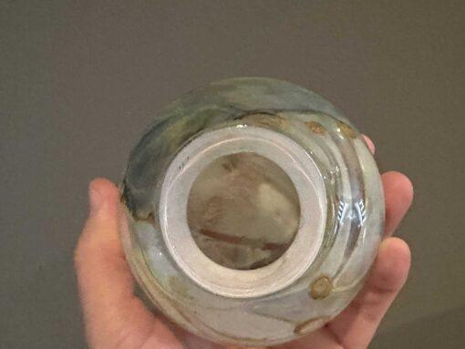 Superb Early John Walsh Hand Blown Posy Vase With Opalescent Trails And Yellow Bubbles - Image 5