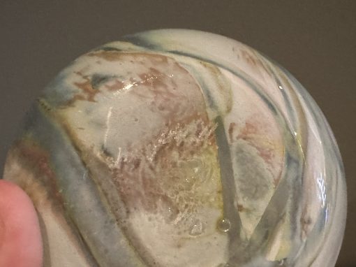 Superb Early John Walsh Hand Blown Posy Vase With Opalescent Trails And Yellow Bubbles - Image 7