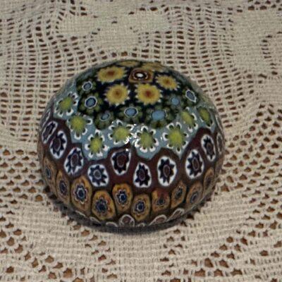 Murano Millefiori Close Packed Surface Cane Paperweight With Sticker