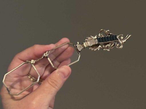 Art Deco Marcasite And Platinin Silver Folding Lorgnette - Image 3
