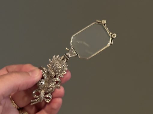 Art Deco Marcasite And Platinin Silver Folding Lorgnette - Image 5