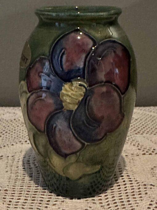 Small Moorcroft Clematis Vase in Green With Original Box