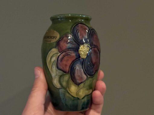Small Moorcroft Clematis Vase in Green With Original Box - Image 3