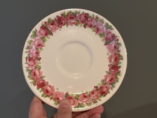 Vintage Royal Doulton Raby Rose Soup Coupe With Under Plate - D5533 - Image 4