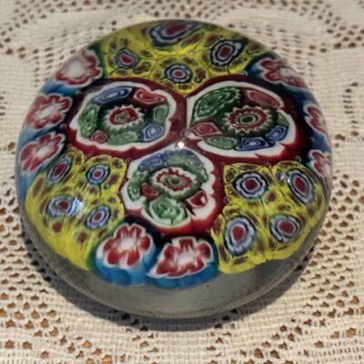 Large Multicolored Millefiori Art Glass Paperweight - 580 Grams