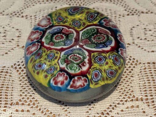 Large Multicolored Millefiori Art Glass Paperweight - 580 Grams