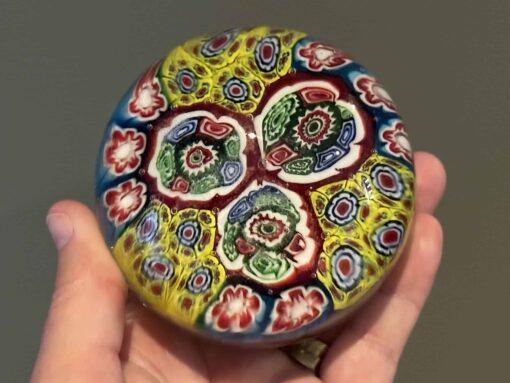 Large Multicolored Millefiori Art Glass Paperweight - 580 Grams - Image 3