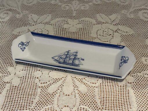 Spode Blue And White Pencil / Pen Tray Desk Accessory - Blue Clipper Pattern