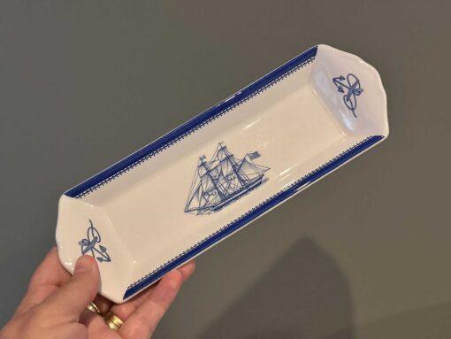 Spode Blue And White Pencil / Pen Tray Desk Accessory - Blue Clipper Pattern - Image 2