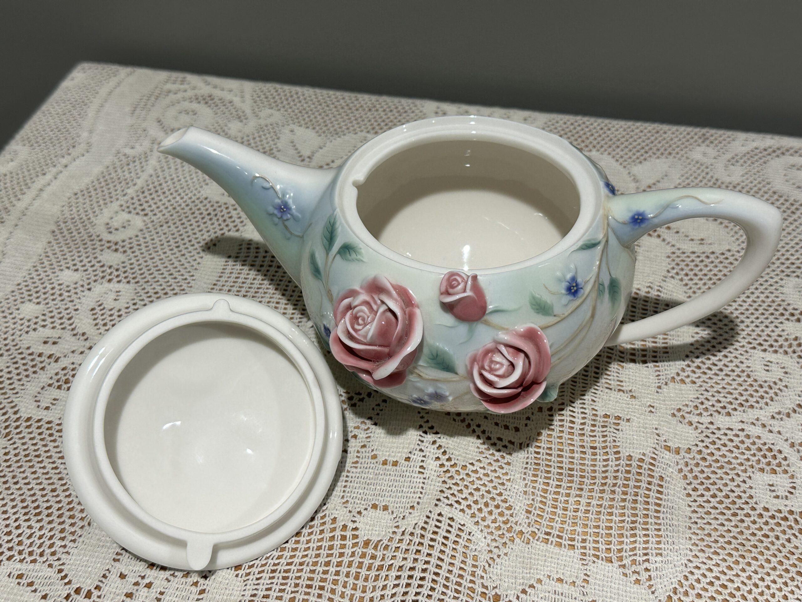 Franz 3d Sculptural Teapot - English Garden Rose - Image 3