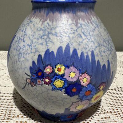 Rare Carlton Ware Hand Painted Art Deco Small Bulbous Vase - Garden Pattern 3413