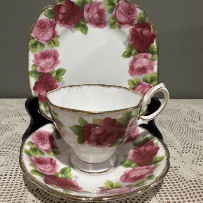 Royal Albert Old English Rose Trio With Sponged Gilding