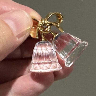 Swarovski Crystal Memories Bells On 18ct Gold Plated Bow - Boxed