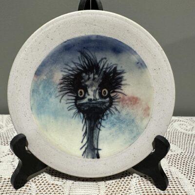Wendy Binks Australia Small Pottery Plate With Hand Painted Emu