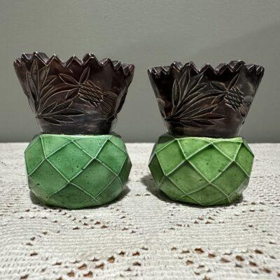 Rare Scottish Hand Made Thistle Vases - Art Deco - Bakelite /  Early Plastic