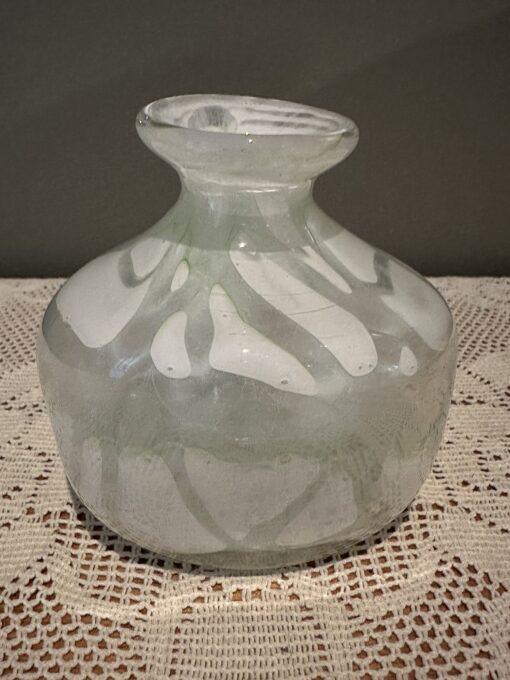 Superb Early John Walsh Hand Blown Posy Vase In Opalescent Glass With White And Mint Green