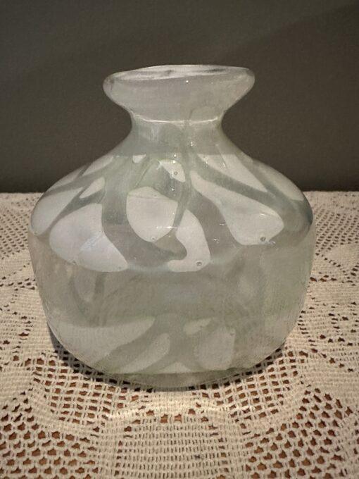 Superb Early John Walsh Hand Blown Posy Vase In Opalescent Glass With White And Mint Green - Image 3