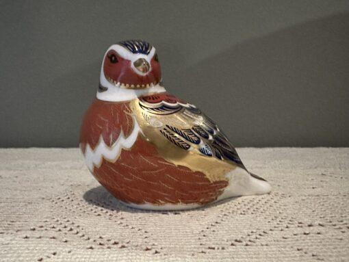 Superb Royal Crown Derby Chaffinch Paperweight With Silver Stopper