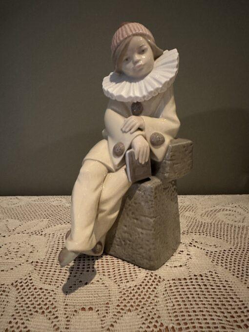 Vintage Lladro Little Jester Figurine - Pierrot With Book