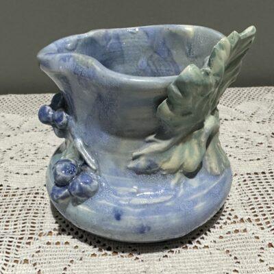 Vintage John Castle Harris Pottery Australia Small Posy Vase With Applied Grapes And Vine Leaf