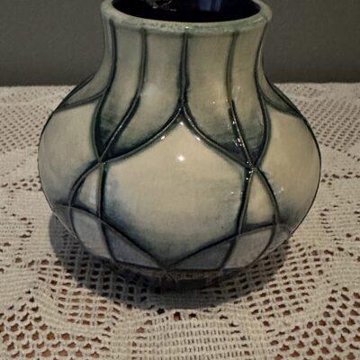 Moorcroft Emma Bossons Squat Posy Vase In Box - Indigo Pattern