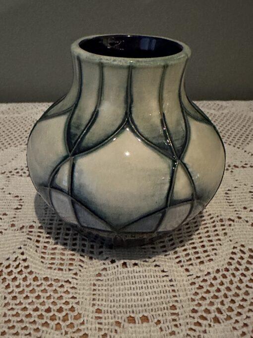 Moorcroft Emma Bossons Squat Posy Vase In Box - Indigo Pattern
