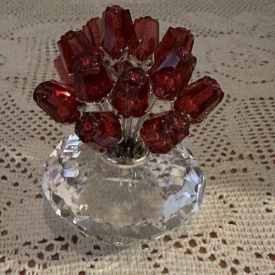 Swarovski Crystal Vase Of Red Roses Figurine